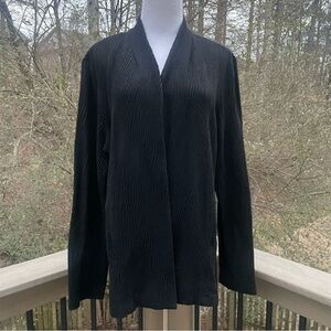Eileen Fisher Black Textured Ribbed Single Button Blazer size L